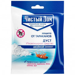 Дуст Чистый дом "Двойной эффект", от тараканов, блох, клопов, муравьёв 50 гр.